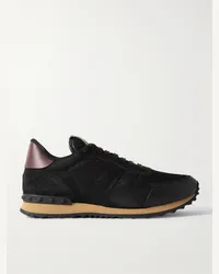 Valentino Garavani Sneakers in camoscio, pelle e mesh Rockrunner Nero