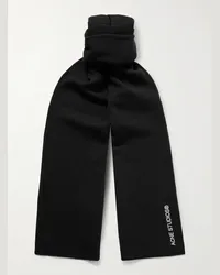 Acne Studios Sciarpa in misto lana con logo ricamato Kornoto Nero