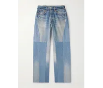 Jeans a gamba larga patchwork effetto invecchiato