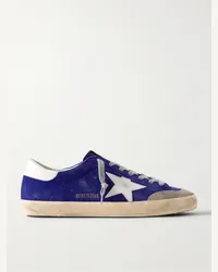 Golden Goose Sneakers in camoscio con finiture in pelle effetto consumato Super-Star Blu