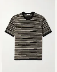 MR P. T-shirt in maglia di cotone a righe Nero