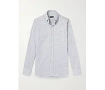 Camicia slim-fit in cotone a quadri con collo button-down