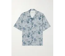Camicia in popeline di cotone floreale con colletto aperto Eren