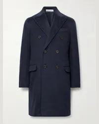 Boglioli Cappotto doppiopetto in feltro di cashmere Blu