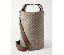 Gucci Borsone in tela spalmata con monogramma e finiture in pelle Marrone