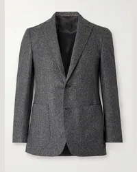 Canali Blazer slim-fit in lana a spina di pesce Kei Grigio