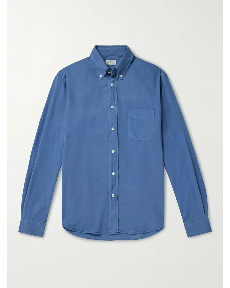 Hartford Camicia in twill di misto lyocell TENCEL™, cotone e lino con collo button-down Pitt Pat Blu