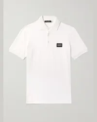 Dolce & Gabbana Polo in cotone piqué con logo applicato Bianco