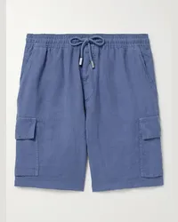 Vilebrequin Shorts cargo a gamba dritta in lino con coulisse Blu