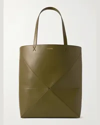 Loewe Tote bag grande in pelle a pannelli Puzzle Fold Verde