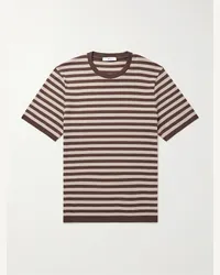 MR P. T-shirt in cotone piqué a righe Marrone