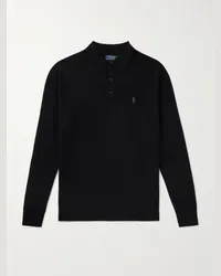 Ralph Lauren Polo in lana con logo ricamato Nero