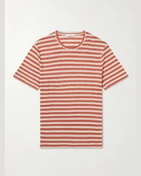 MR P. T-shirt in jersey di lino a righe Rosso