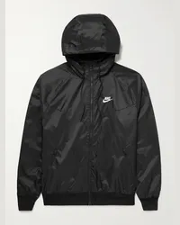 Nike NSW Windrunner Logo-Embroidered Recycled Shell Hooded Jacket Nero