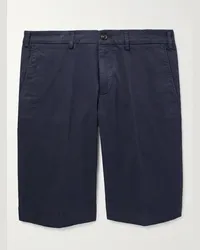 Canali Shorts a gamba dritta in twill di cotone Blu