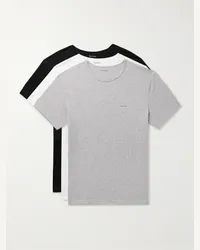 Paul Smith Confezione da tre T-shirt slim-fit in jersey di cotone biologico con logo Grigio