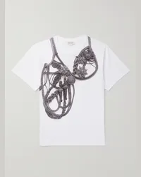 Alexander McQueen T-shirt slim-fit in jersey di cotone con stampa Bianco