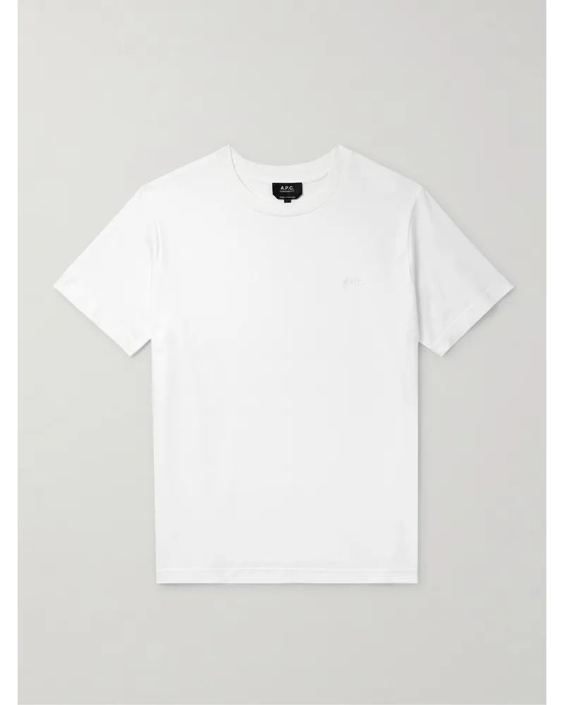A.P.C. T-shirt in jersey di cotone biologico con logo ricamato Bianco