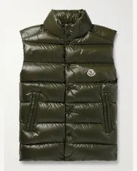 Moncler Piumino smanicato in nylon trapuntato con logo applicato Tibb Verde