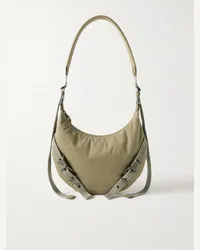 Givenchy Borsa a tracolla in twill imbottito con finiture in fettuccia e fibbie Voyou Verde