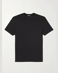 Tom Ford T-shirt in jersey di lyocell e misto cotone con logo ricamato Nero