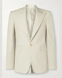 Alexander McQueen Blazer gessato in misto lana e mohair Neutri