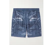 Burberry Shorts a gamba dritta in twill di seta stampato Blu