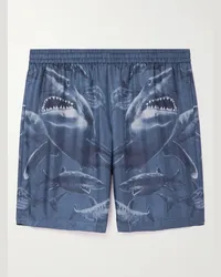 Burberry Shorts a gamba dritta in twill di seta stampato Blu