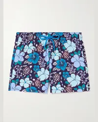 Vilebrequin Shorts da mare medi a gamba dritta in ECONYL® stampato Moorise Blu