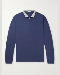 Peter Millar Felpa in jersey di misto cotone con mezza zip Crown Blu