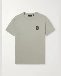 Belstaff T-shirt in jersey di cotone con logo applicato Grigio