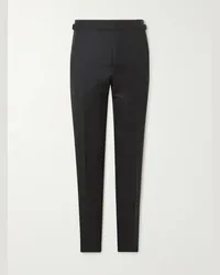 Tom Ford Pantaloni da smoking a gamba dritta in misto lana grain de poudre e mohair Nero