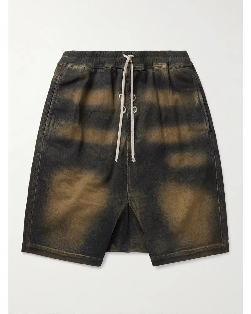 DRKSHDW by Rick Owens Shorts in denim effetto consumato con occhielli Pods Marrone