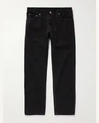 Visvim Pantaloni slim-fit a gamba dritta in velluto a coste di cotone tinti in capo Fluxus 19 Nero