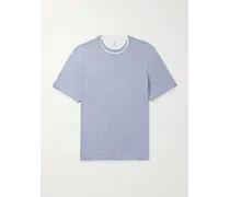 Brunello Cucinelli T-shirt in jersey di cotone a strati Blu