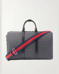 Gucci Borsone in tela spalmata Supreme con finiture in pelle e monogramma GG Nero