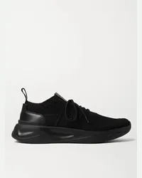 Berluti Sneakers in maglia stretch con finiture in pelle Shadow Nero