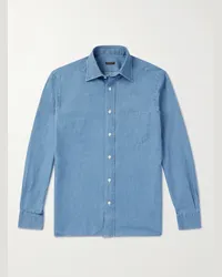 Rubinacci Camicia in chambray di cotone Blu