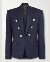 Balmain Blazer slim-fit in twill di lana Blu