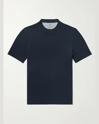 Brunello Cucinelli T-shirt in misto seta e cotone Blu