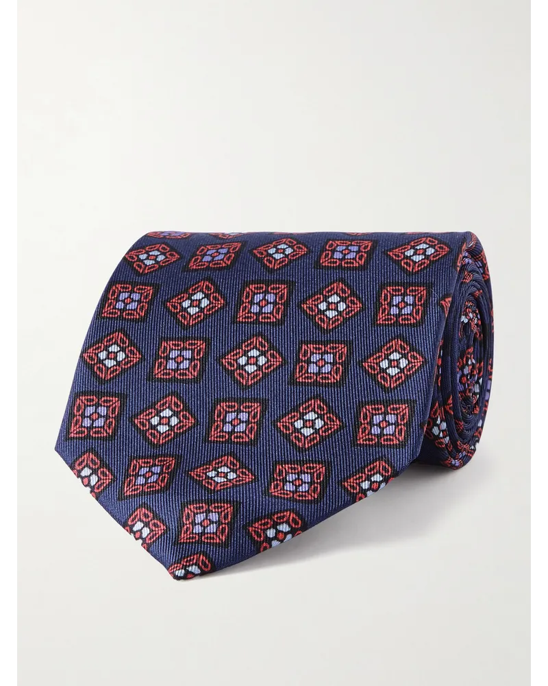 Charvet Cravatta in twill di seta stampata, 8,5 cm Rosso