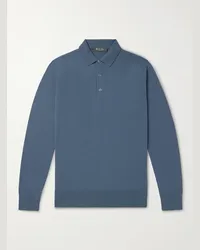 Loro Piana Polo slim-fit in lana vergine Wish Blu