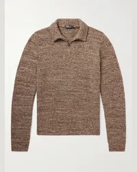 Loro Piana Pullover in cashmere con mezza zip Fancy Marrone