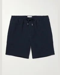 MR P. Shorts a gamba dritta in cotone biologico punto waffle con coulisse Blu