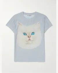 Acne Studios T-shirt slim-fit in jersey metallizzato con stampa Blu