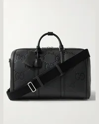 Gucci Borsone in pelle pieno fiore con monogramma Nero