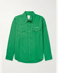 Visvim Camicia stile western con logo ricamato Verde