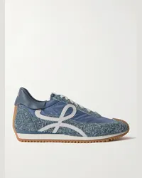 Loewe Sneakers in camoscio spazzolato e nylon con finiture in pelle Flow Runner Blu