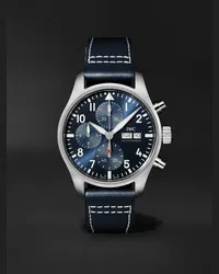 IWC Cronografo automatico 41 mm in acciaio inossidabile con cinturino in pelle Pilot’s Watch, N. rif. IW388101 Blu