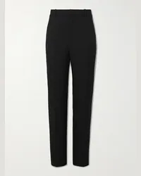 Saint Laurent Pantaloni a gamba dritta in twill di lana Nero